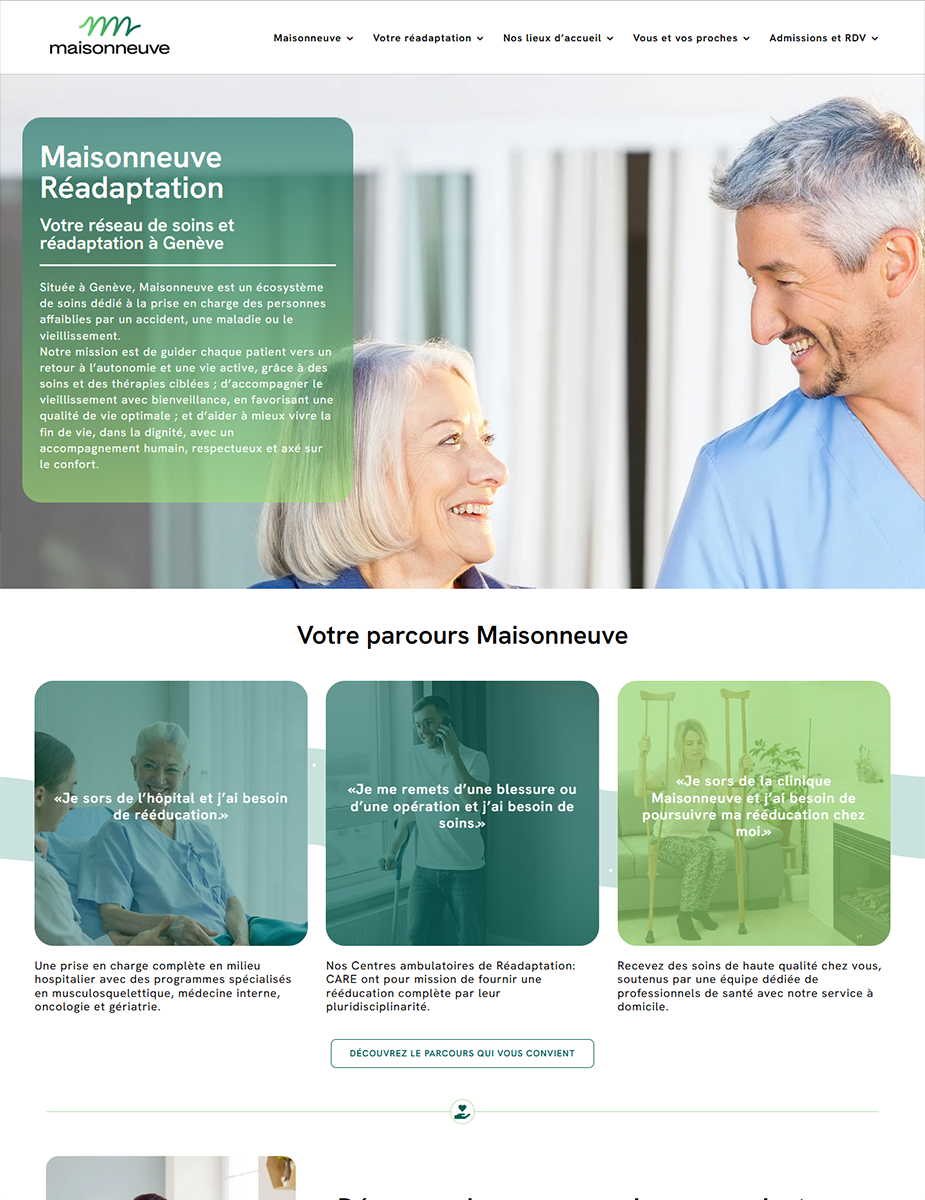 Homepage site pentru clinica de recuperare medicală