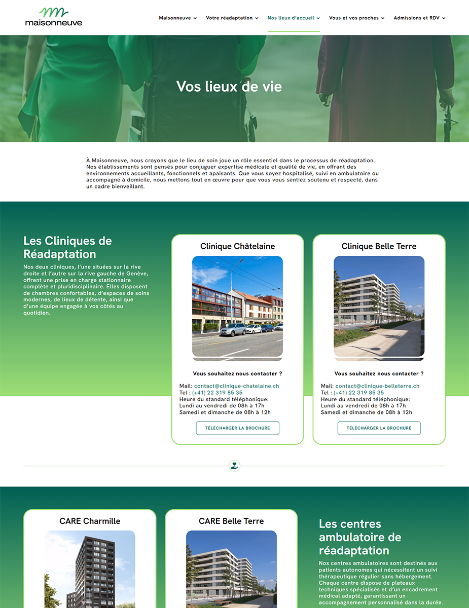 Pagina locații pentru clinica de recuperare medicală