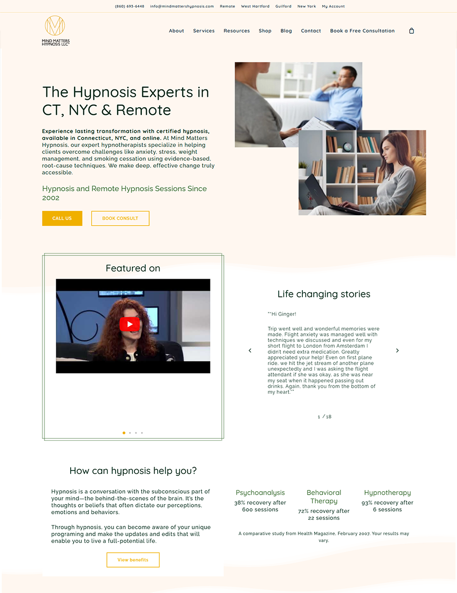 Creare site clinică hipnoterapie