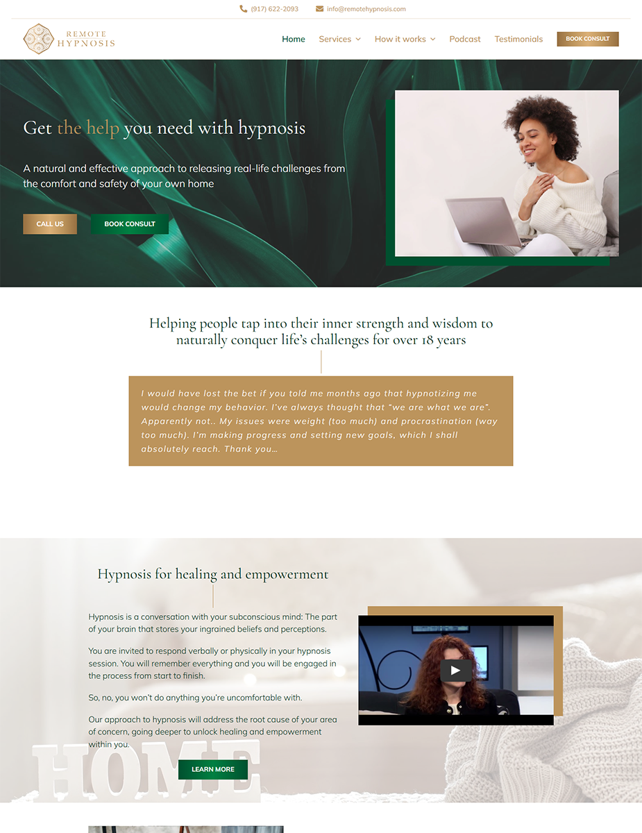 Creare site hipnoterapie online