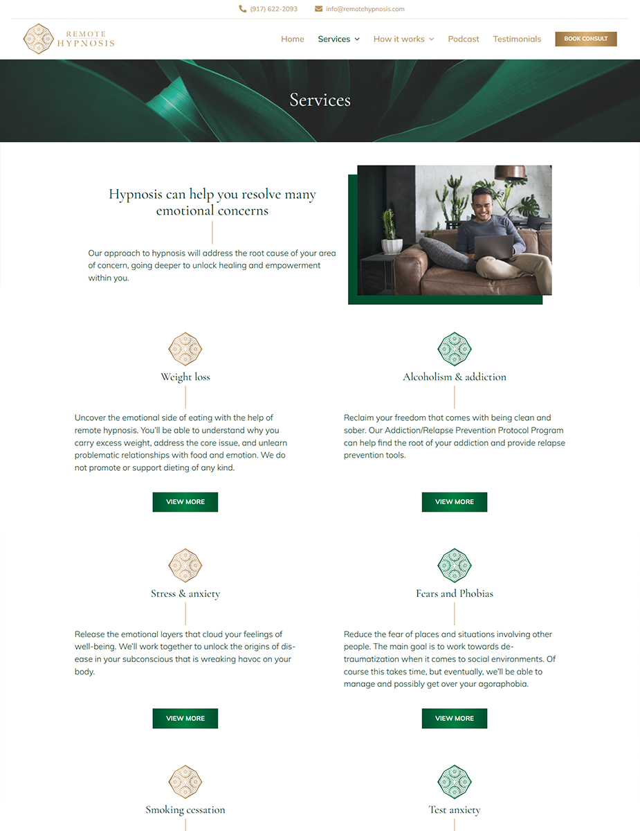 Creare site hipnoterapie online